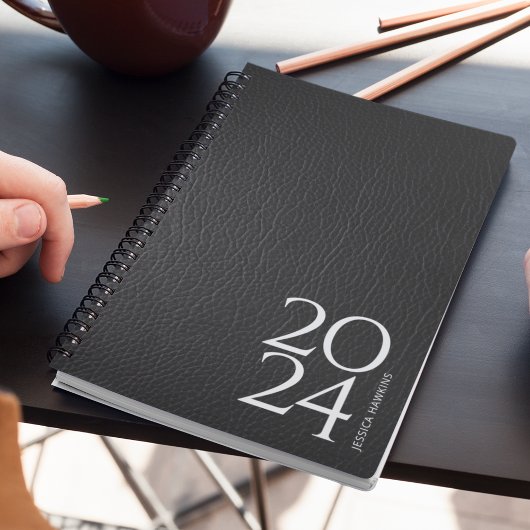 Zwart lederen Afbeelding Personal 202x per week Planner