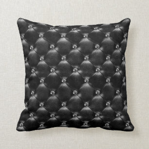 Zwart lederen diamanten Glam Glitter Gothic Kussen