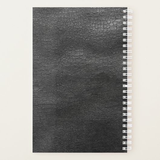 Zwart Lederen Goud Monogrammed Initialen Naam 2024 Planner (Achterkant)