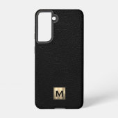 Zwart lederen luxemonogram samsung galaxy hoesje (Achterkant)