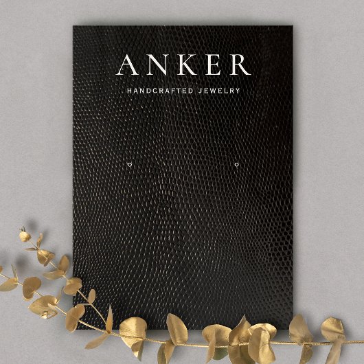 Zwart lederen oorbel display visitekaartje