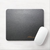 Zwart lederen patroon - Custom Monogram Muismat (Met muis)