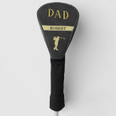 Zwart lederen textuur aangepaste DAD-naam Golfheadcover (Voorkant)