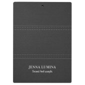 Zwart lederen textuur grijze tekst klembord (Achterkant)