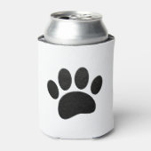 Zwart lederen textuur Hond Paw Print Blikjeskoeler (Blikje Voorkant)