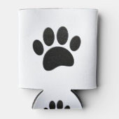 Zwart lederen textuur Hond Paw Print Blikjeskoeler (Voorkant)