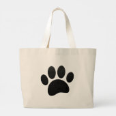 Zwart lederen textuur Hond Paw Print Grote Tote Bag (Achterkant)