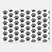 Zwart lederen textuur Hond Paw Print Inpakpapier Vel (Voorkant)