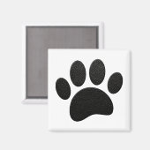 Zwart lederen textuur Hond Paw Print Magneet (Voorkant / Achterkant)
