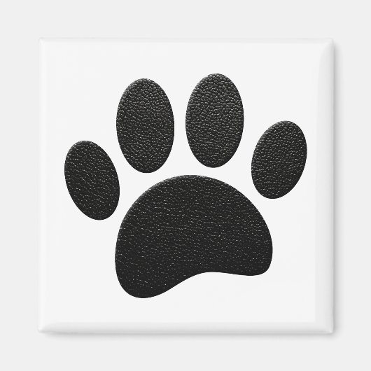 Zwart lederen textuur Hond Paw Print Magneet (Voorkant)