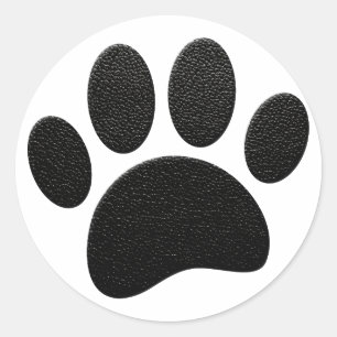 Zwart lederen textuur Hond Paw Print Ronde Sticker