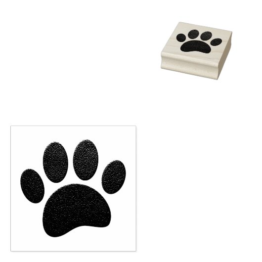 Zwart lederen textuur Hond Paw Print Rubberstempel (Gestempeld)