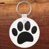 Zwart lederen textuur Hond Paw Print Sleutelhanger (Achterkant)