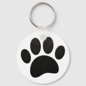 Zwart lederen textuur Hond Paw Print Sleutelhanger (Achterkant)