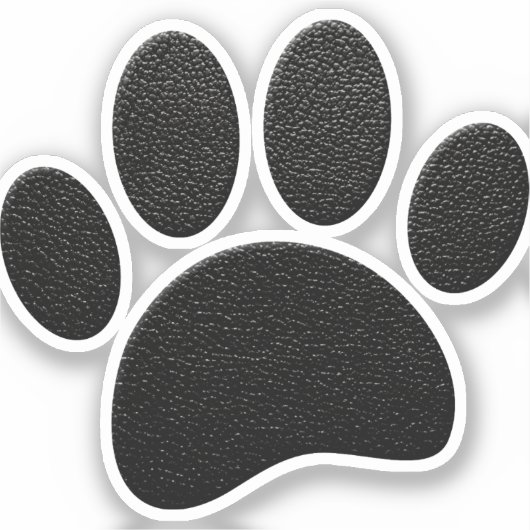 Zwart lederen textuur Hond Paw Print Sticker (Voorkant)