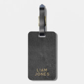 Zwart lederen textuur mannelijk Elegant Bagagelabel (Achterkant verticaal)