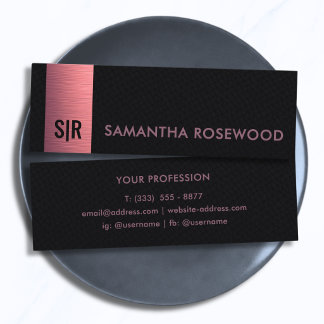 Zwart leer en geborsteld roze paneel Monogram  Min Mini Visitekaartje