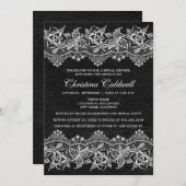 Zwart Leer en Kant Bruidsdouche Kaart (Voorkant / Achterkant)
