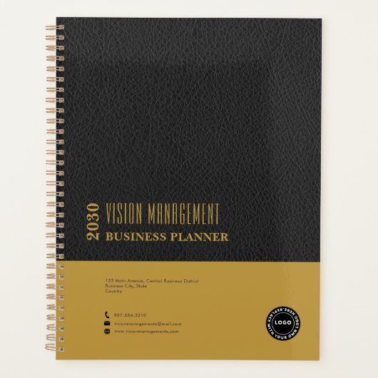 Zwart leer, gouden professionele planner (Voorkant)