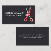 Zwart Leer | Kappersschaar Visitekaartje (Voorkant / Achterkant)