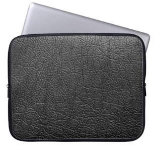 Zwart leer: naadloze close-up textuur. laptop sleeve