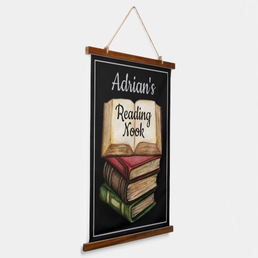 Zwart leesboek hangend wandkleed (Gebogen)