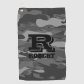 Zwart leger camouflage militaire cameragift golfhanddoek (Voorkant)