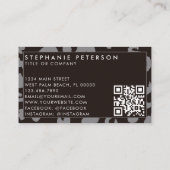 Zwart Leopard Print Custom Company Logo QR Code Visitekaartje (Achterkant)