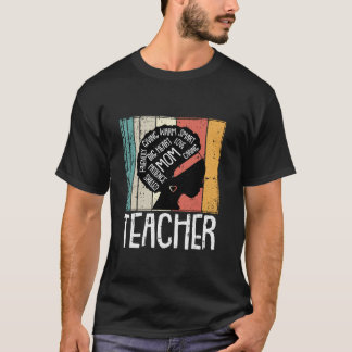 Zwart Leraar Moeder Retro Afro Haar Melanine Pride T-shirt