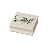 Zwart Letter H Monogram Hart Bladzijde Cute Rubberstempel (Stempel)
