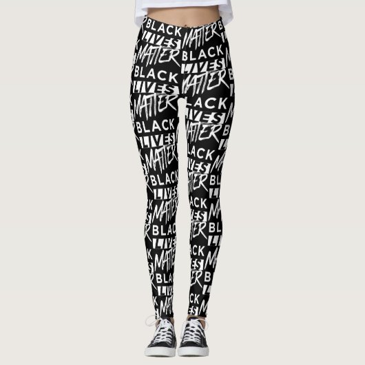 Zwart leven leggings (Voorkant)