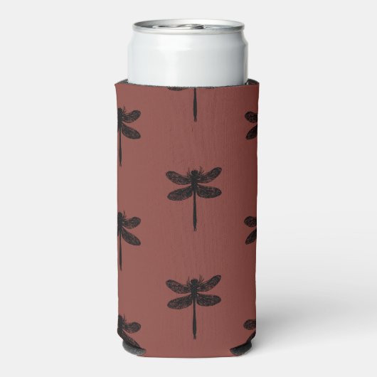 Zwart libel schets patroon op bruin (Seltzer Achterkant)