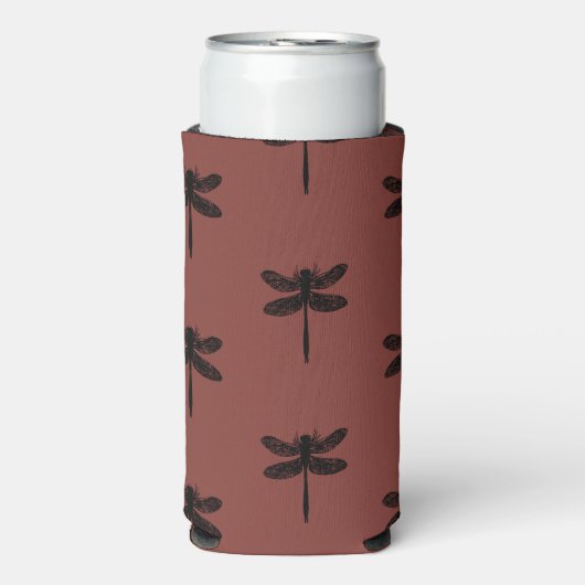 Zwart libel schets patroon op bruin (Seltzer Voorkant)