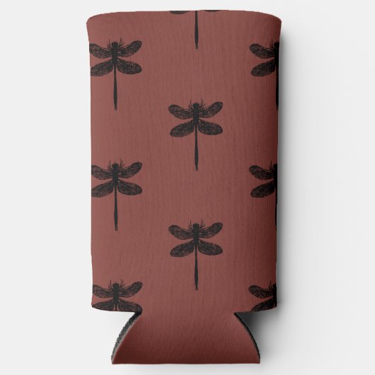 Zwart libel schets patroon op bruin (Voorkant)