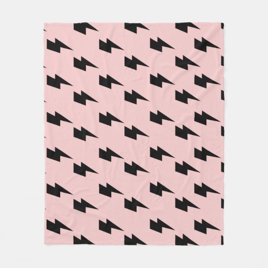 Zwart Lightning Roze Achtergrond Y2K Patroon Fleece Deken (Voorkant)