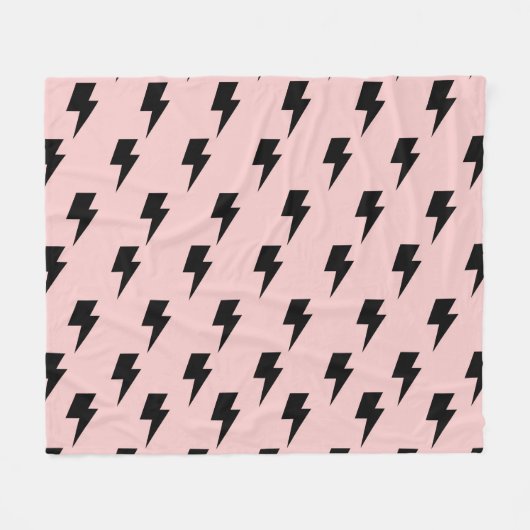 Zwart Lightning Roze Achtergrond Y2K Patroon Fleece Deken (Voorkant (Horizontaal))