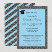 Zwart Lijst Diner Pet Lichtblauw Afstuderen Kaart (Voorkant / Achterkant)