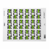 Zwart/lime groen bloemendamast Snoep Wrapper Etiket (Full Sheet)