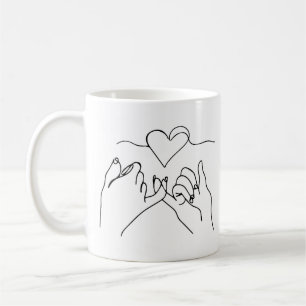 Zwart Lineart Hand Valentijnsdag Mok