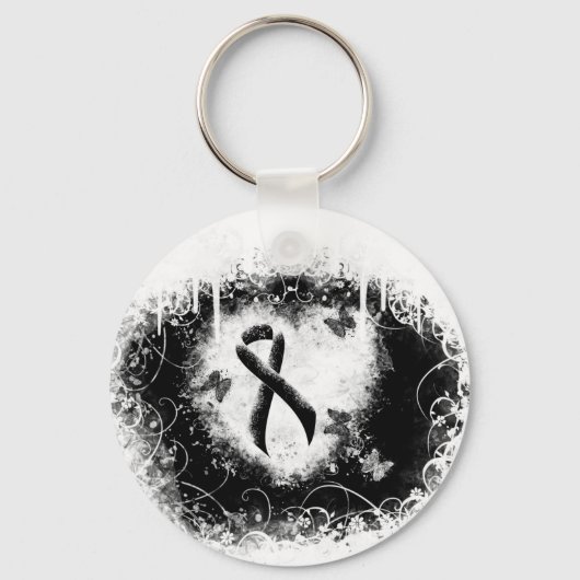 Zwart lint-baanhooghart sleutelhanger (Voorkant)