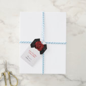 Zwart lint boog & rode roos elegante aangepaste gu cadeaulabel (Met Touw)