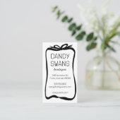 Zwart Lint Bows Sweet Custom QR Code Girly Visitekaartje (Staand voorkant)
