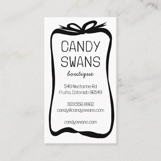 Zwart Lint Bows Sweet Custom QR Code Girly Visitekaartje (Voorkant)