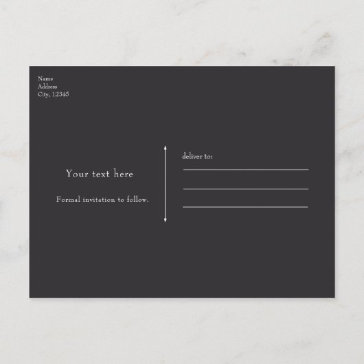 Zwart lint en Paars Roos Opslaan Datum ALLE KLEUR Aankondigingskaart (Achterkant)