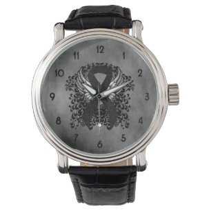 Zwart lint met vleugels horloge