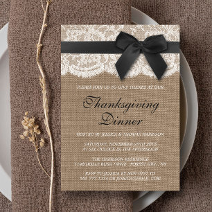 Zwart lint op schoot en kant-en-klare Thanksgiving Kaart