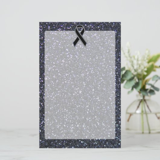 Zwart lintbewustmakingsaccentdecor briefpapier (Staand voorkant)