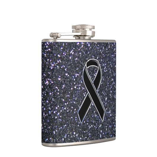 Zwart lintbewustmakingsaccentdecor heupfles (Rechts)