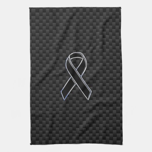 Zwart lintbewustzijn koolstofvezeldecor theedoek (Verticaal)