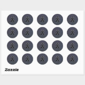 Zwart lintdecor ronde sticker (Vel)